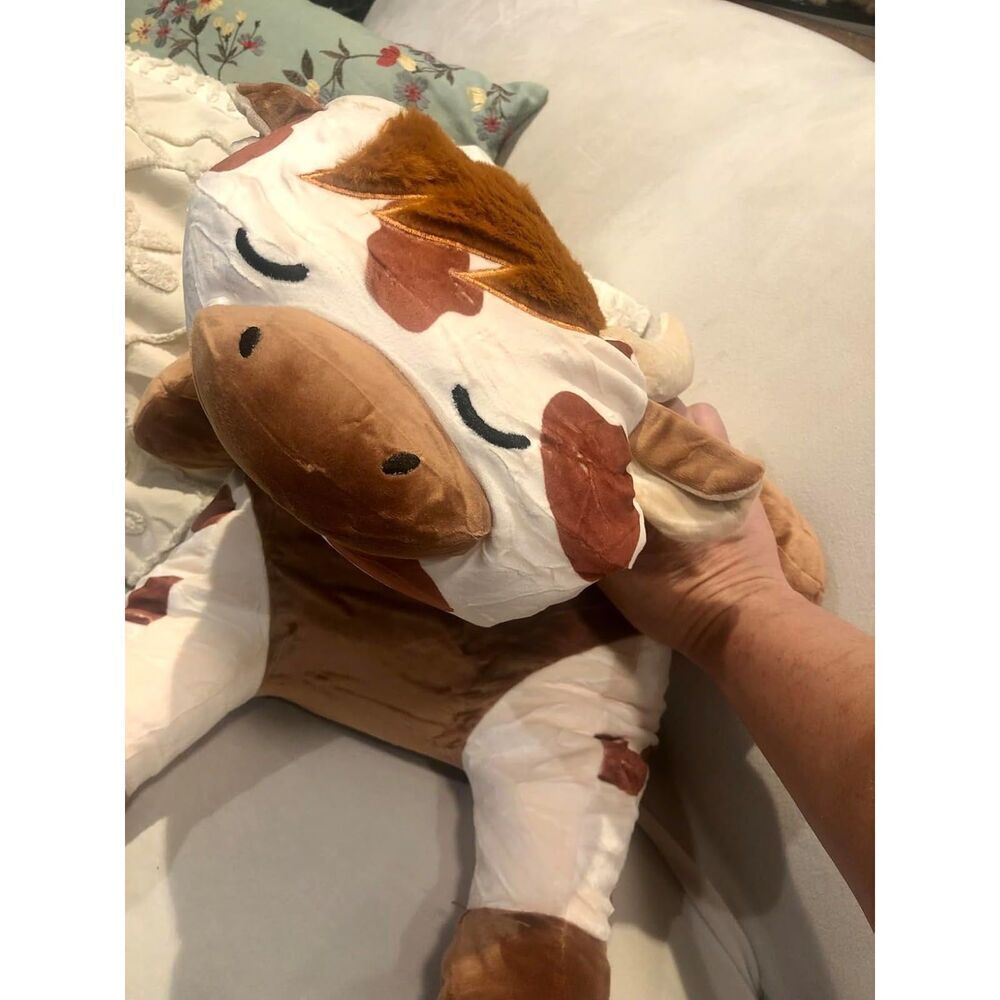 30'' Auspicious Beginning Giant Cute Spotted Highland Cow Plush Stuffed Animal - Picture 6 of 7